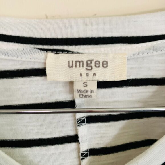 Umgee Women's Size Small Drop Shoulder Dolman Sleeve Striped Hi Low Tunic Top - Picture 6 of 8